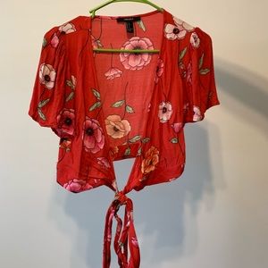 Red floral crop top